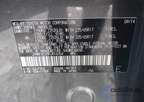 2015 Toyota Rav4 Le from USA, damaged, VIN JTMBFREV9FJ016054